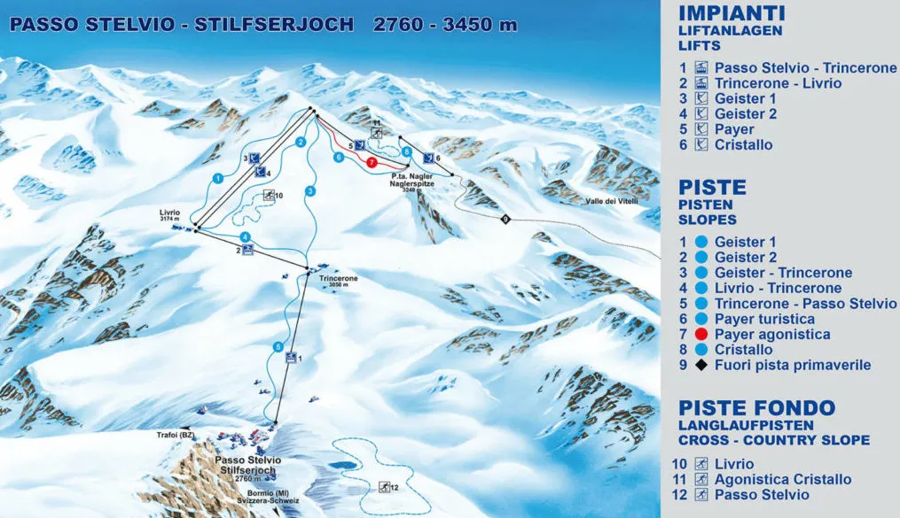 Skimap del Passo dello Stelvio e Ghiacciaio